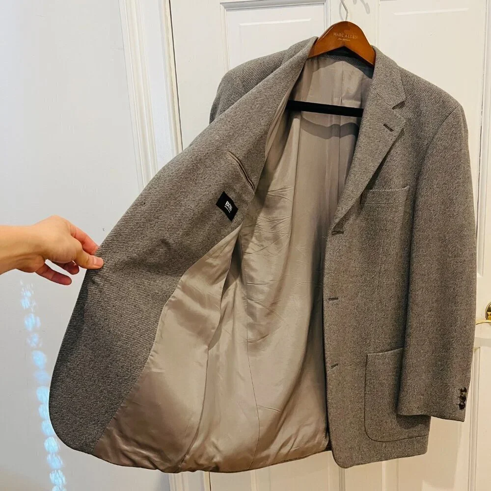 Hugo Boss Baldessarini Sport Coat 42 R Gray Wool Angora 3 Button